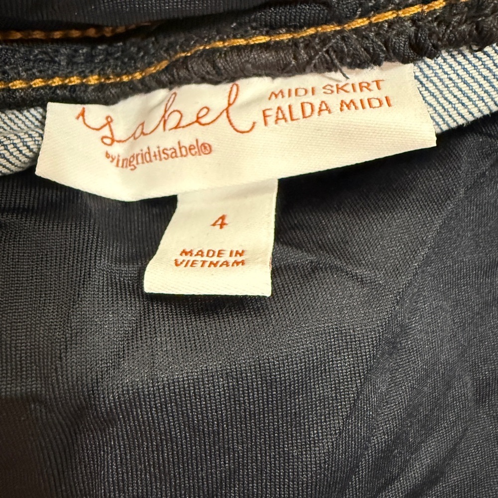 NWT Isabel Maternity Denim Midi Skirt Falda Skirt Over Belly Size 4 - Picture 4 of 5